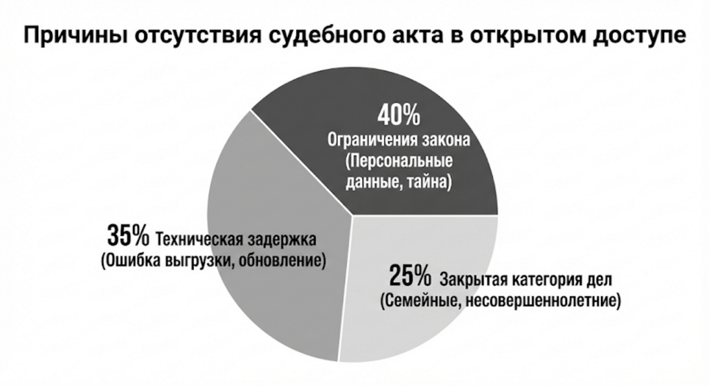 Причины отсутствия судебного акта в открытом доступе
